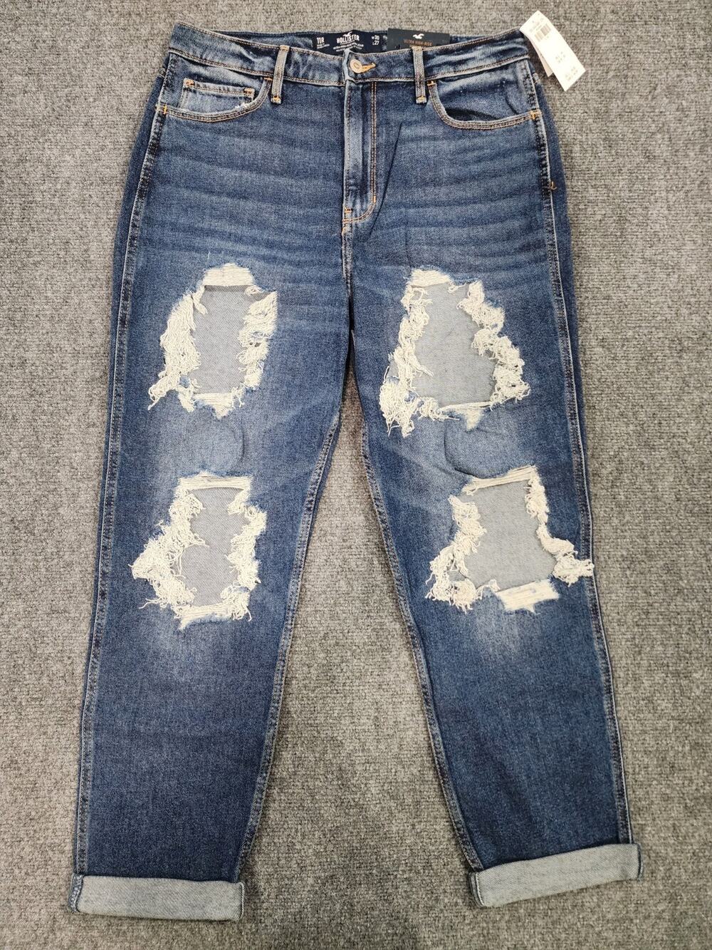 NWT Hollister Ultra High Rise Mom Jeans 11R W30 Blue Denim Vintage Stretch